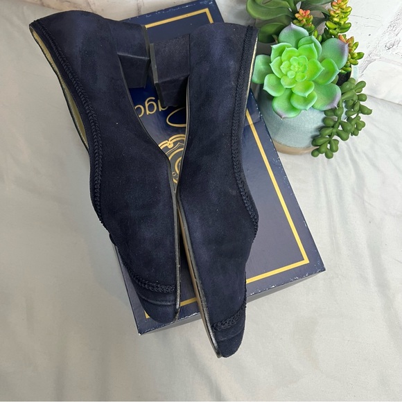 Vintage Pappagallo Navy Blue Velvet button Opera Pump Sz 10 - Picture 3 of 9